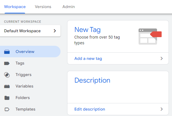 add new tag o Google Analytics