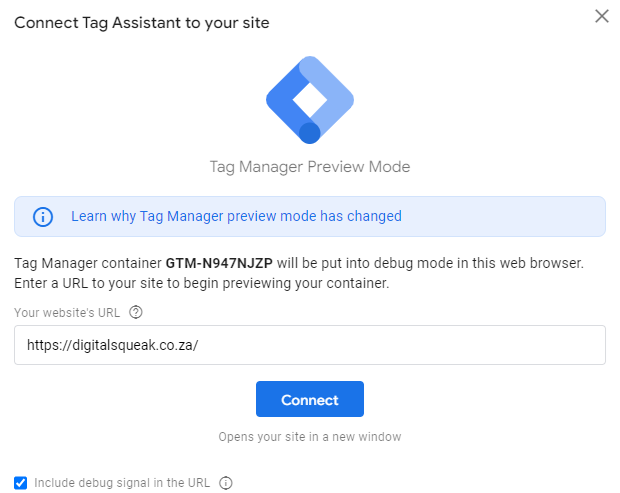 connect tag manager to your site